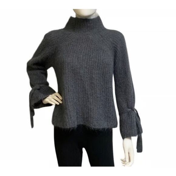 EUC Bow Tie sleeves oversized mohair turtleneck sweater ribbed green sz: S - Picture 12 of 14